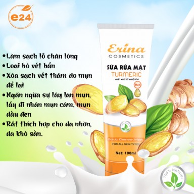 Sữa Rửa Mặt Turmeric Chiết Xuất Từ Nghệ Erina